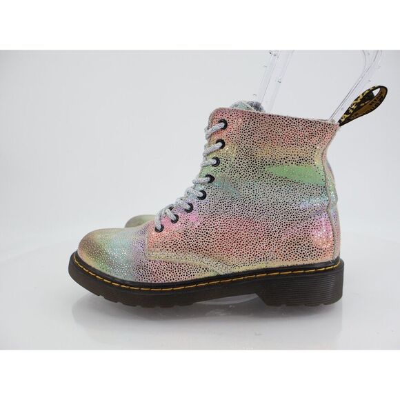 Dr Doc Martens 1460 J Pascal Rainbow Glitter Boots Girls Size 3 Combat Shoes - Picture 5 of 13